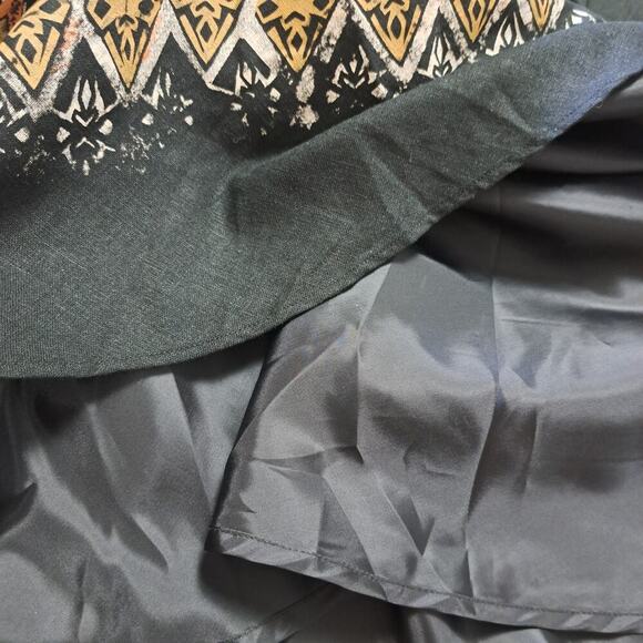 Vtg Linen Blend Boho Sleeveless Midi Dress Sz 6 Black Orange Atzec Southwestern - Picture 6 of 6